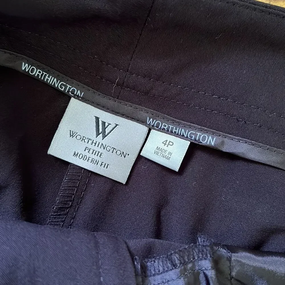Worthington Petite Black Bermuda Polyester Blend Shorts